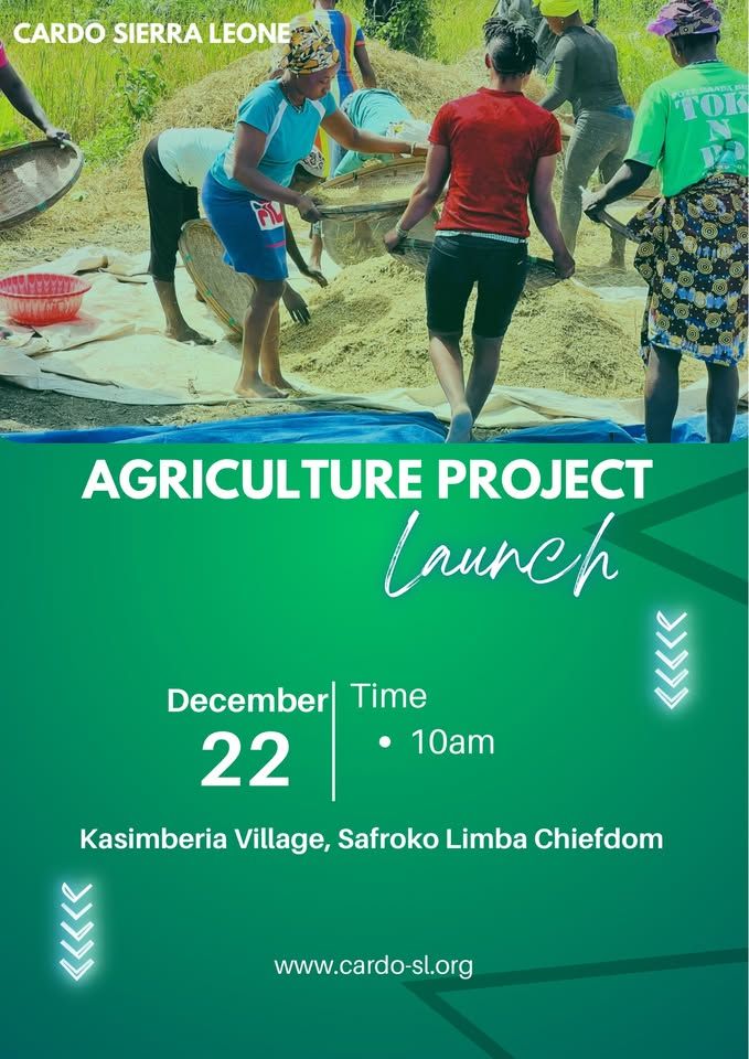 Invitation graphic for the Agriculture Project Launch on 22 December in Kasimberia village